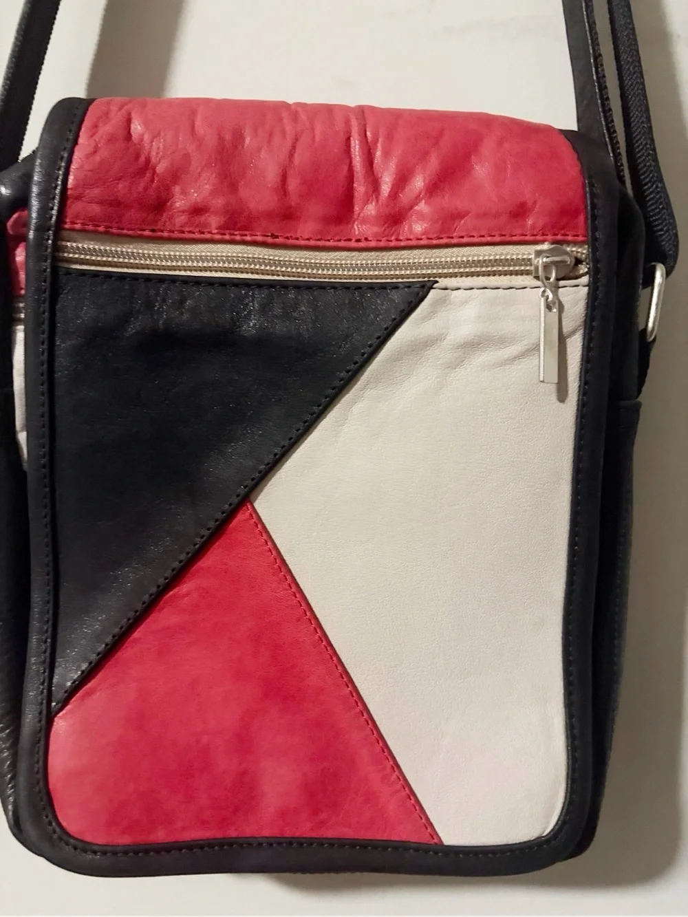 Crossbody Red, Black & White faux Leather Crossbody Shoulder Bag